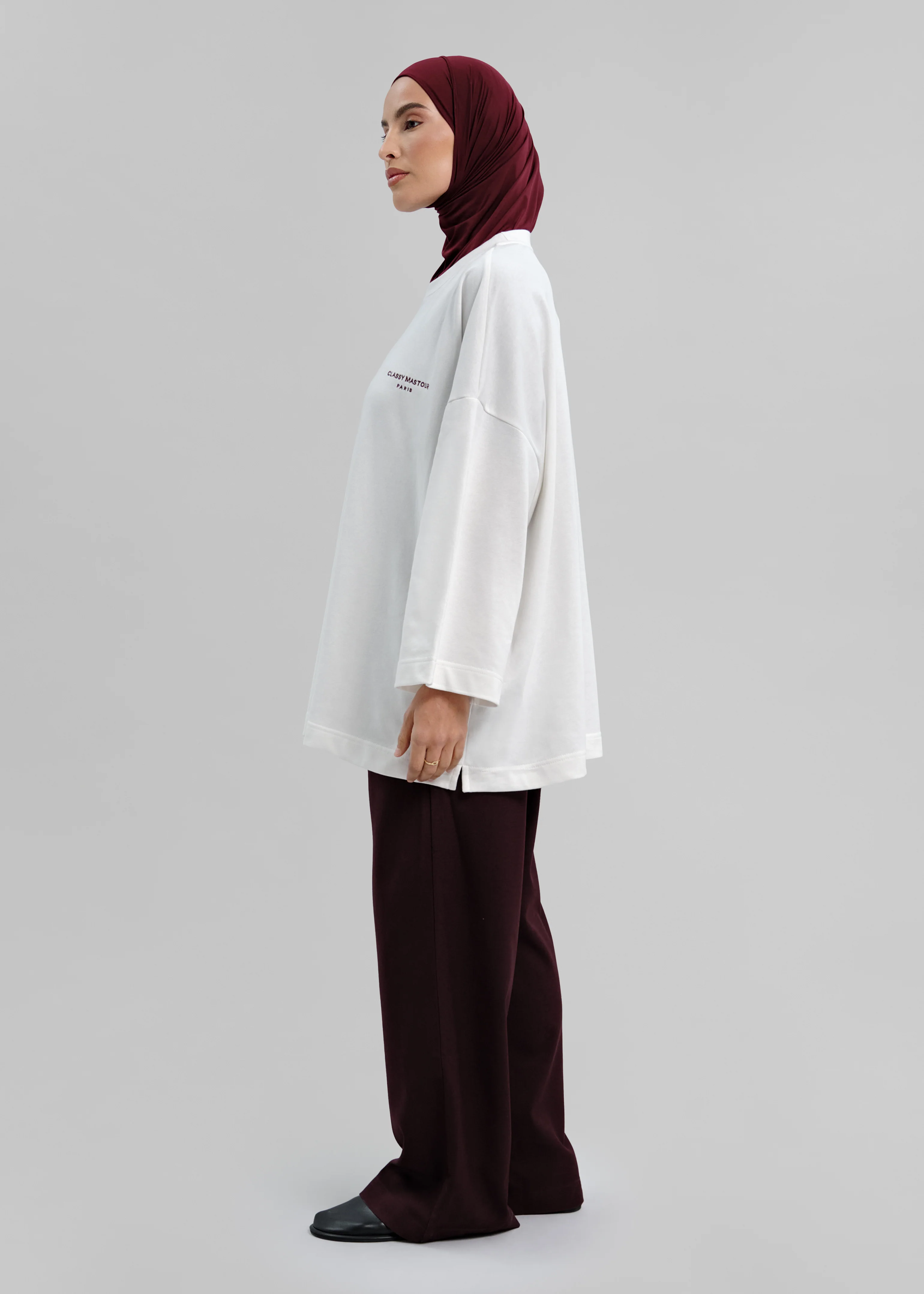 Le T-shirt Signature Blanc / Bordeaux - Image 2