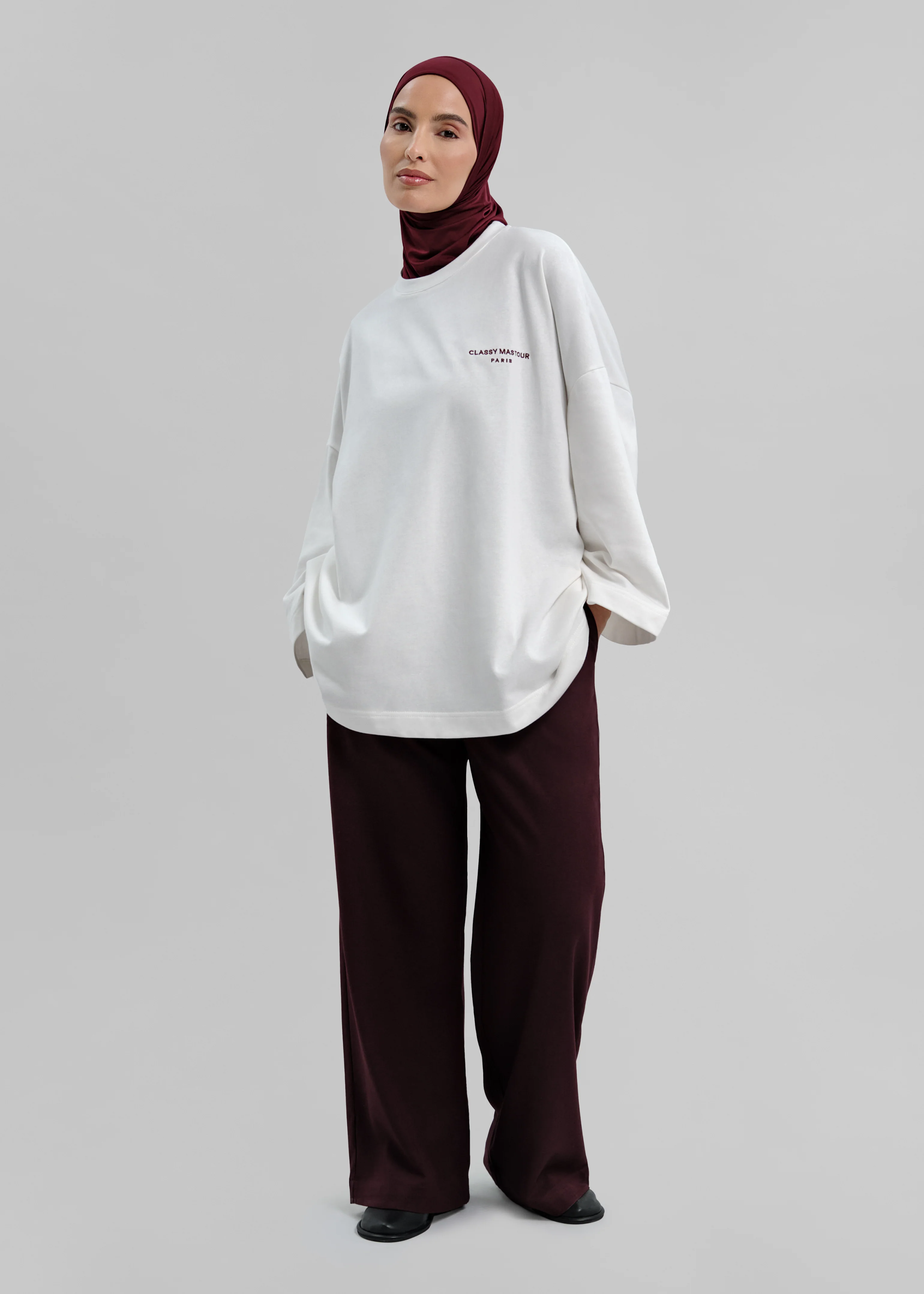Le T-shirt Signature Blanc / Bordeaux - Image 3