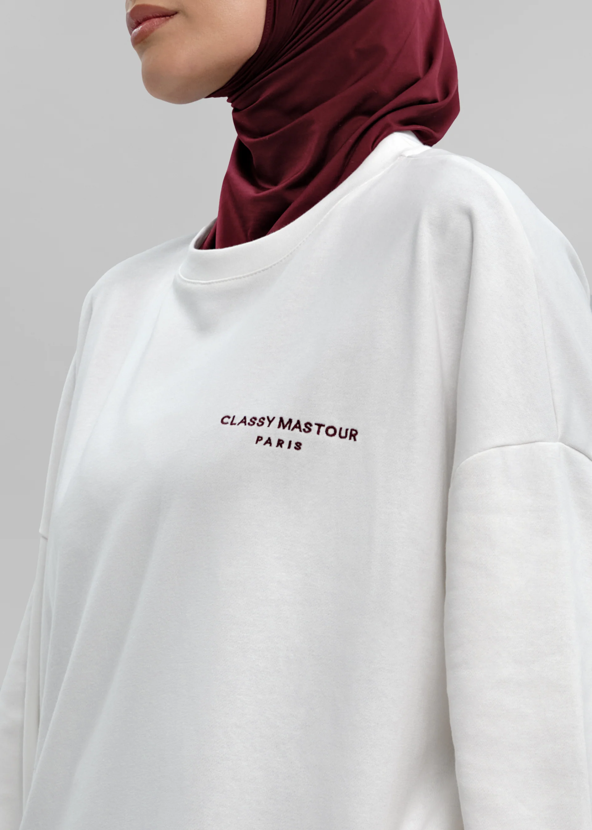 Le T-shirt Signature Blanc / Bordeaux - Image 4